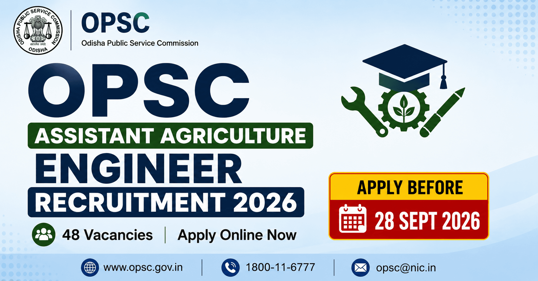 Odisha PSC Assistant Agriculture Engineer Vacancy 2026 : Apply Online for 48 Vacancies