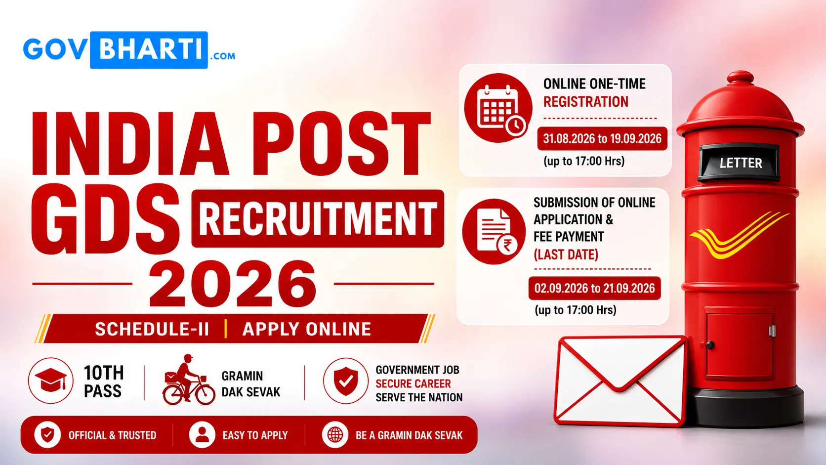India Post GDS Recruitment 2026: Apply Online, Dates, Fee, Eligibility & Vacancy