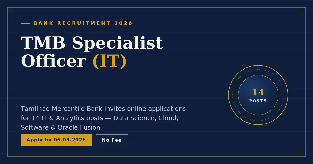 TMB Specialist Officer (IT) Recruitment 2026: Online Apply, Eligibility, Age Limit & Full Details