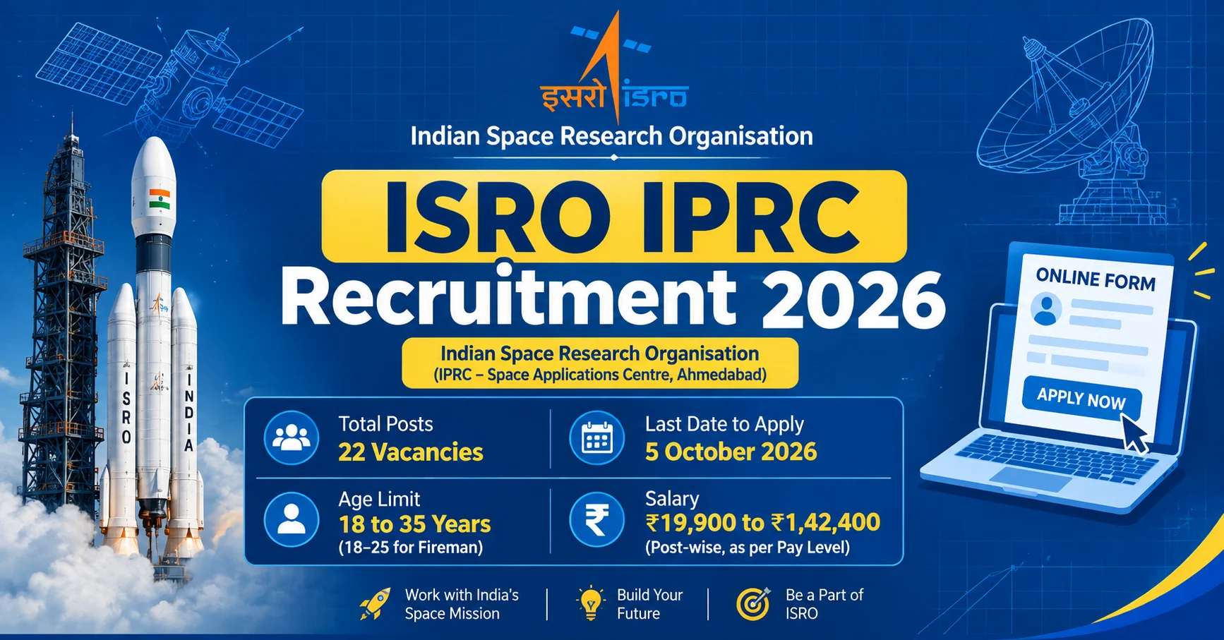 ISRO IPRC Recruitment 2026: Apply Online for 22 Technician, Technical Assistant, Cook & Fireman Posts