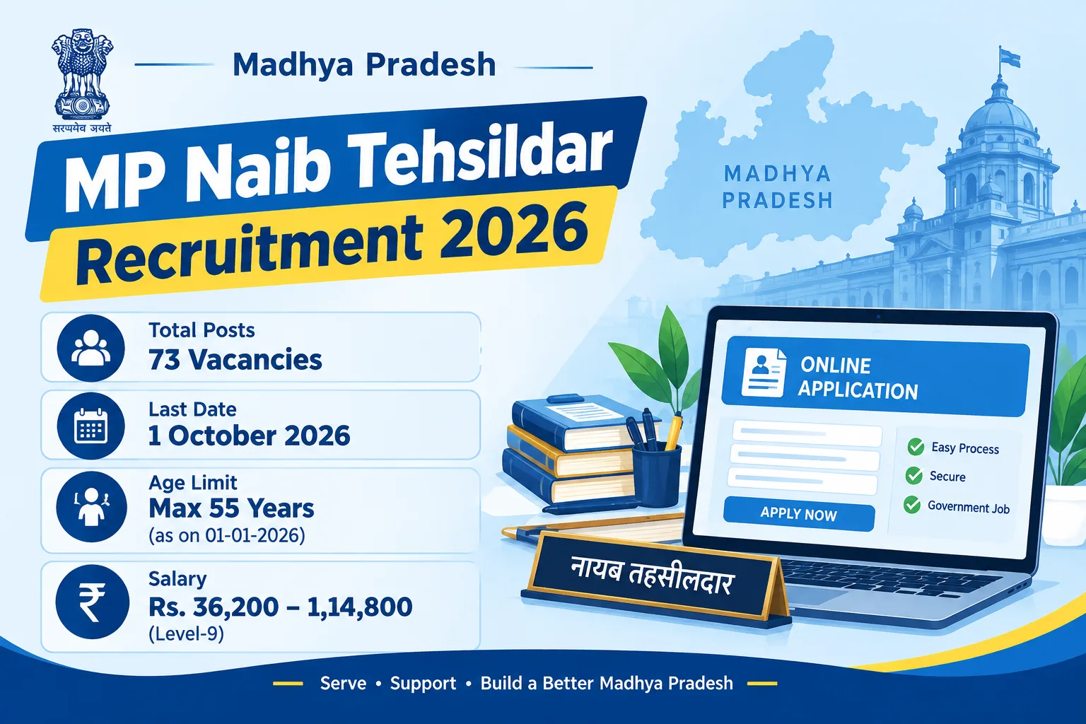 MP Naib Tehsildar Recruitment 2026: Online Form, Eligibility, Vacancy & Exam Date Out