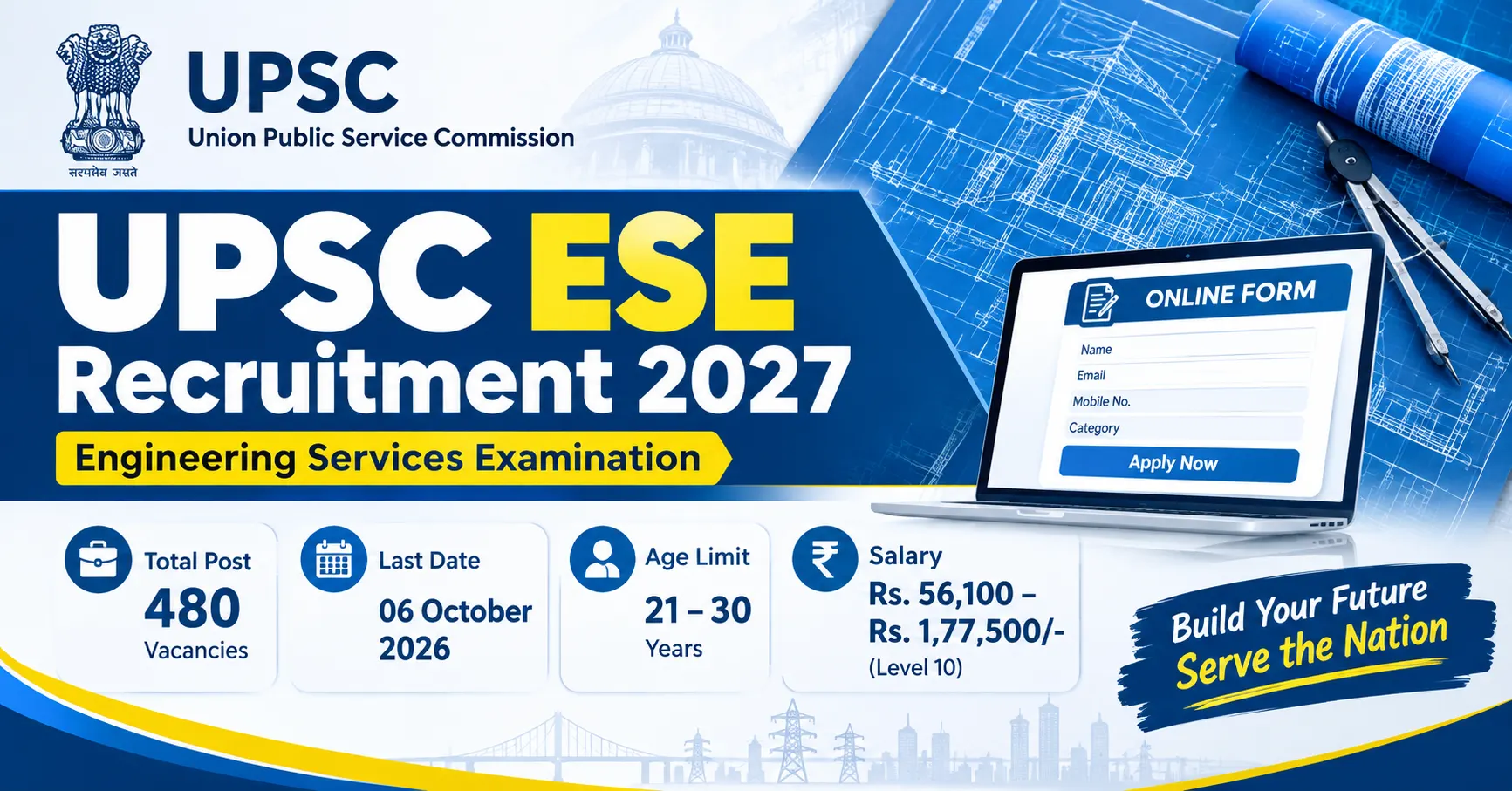 UPSC ESE Recruitment 2027: Apply Online for 480 Engineering Posts