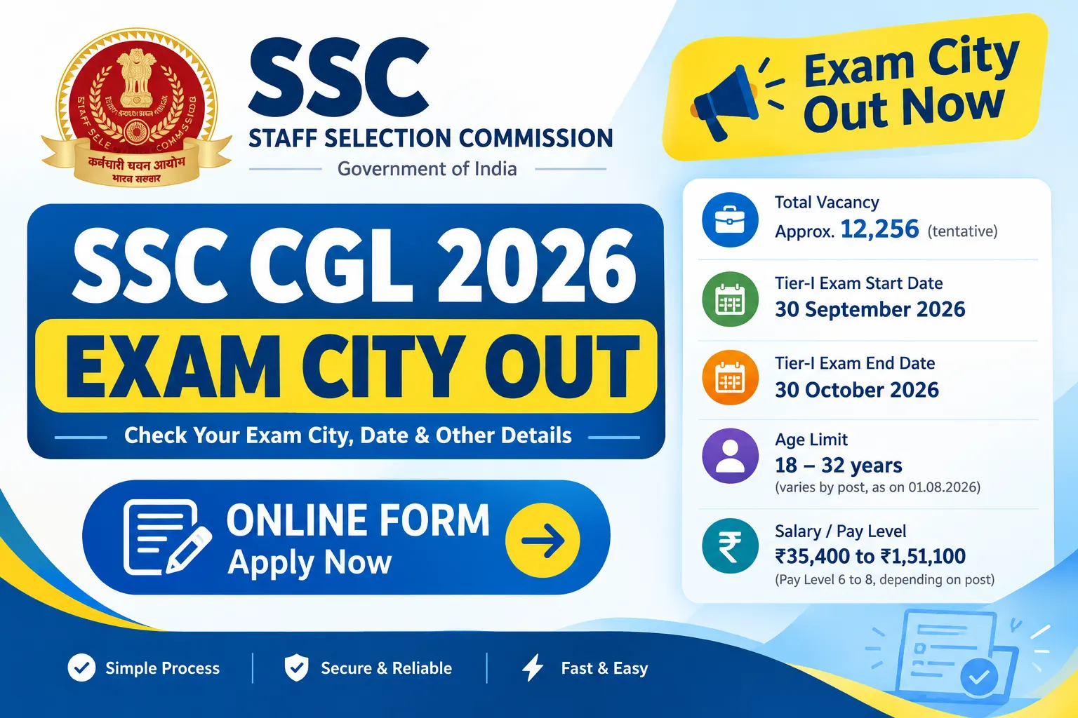 SSC CGL 2026 Exam City Out: How to Check Your Center and Shift Timings