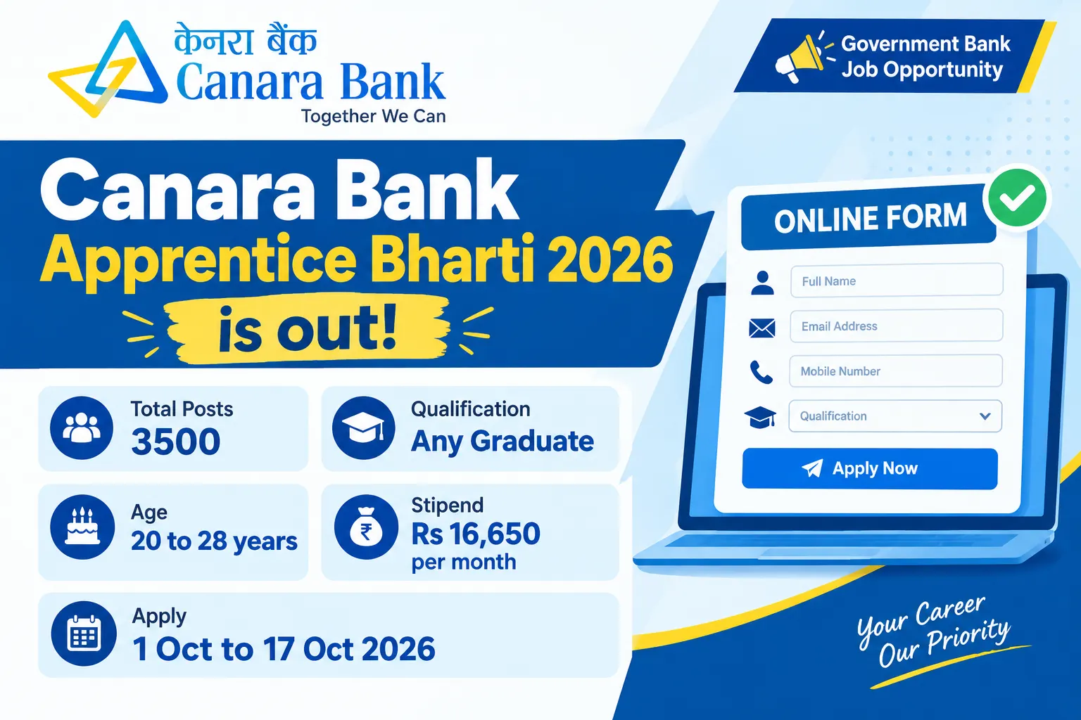 Canara Bank Apprentice Recruitment 2026