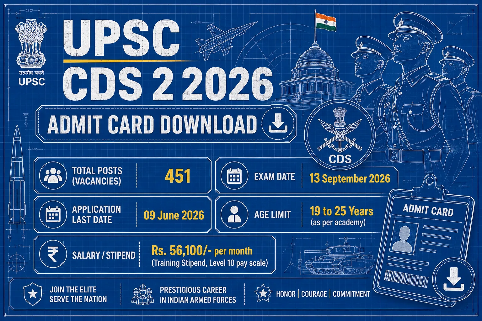 UPSC CDS 2 2026 Admit Card Download: Exam on 13 Sept, Check Reporting Time & Instructions