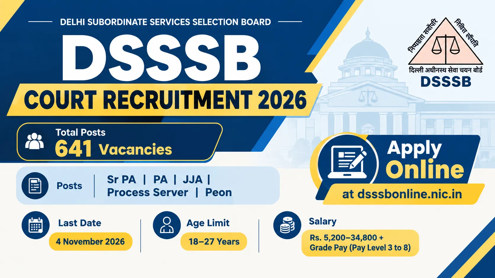 DSSSB Court Recruitment 2026 